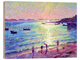 Tableau en bois Children on the beach, early morning light - Hugo Grenville