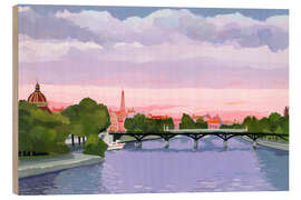 Holzbild Sonnenuntergang in Paris