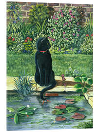 Akryylilasitaulu Black cat at a pond
