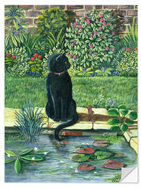 Wandsticker Schwarze Katze an einem Teich