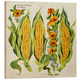 Holzbild Mais- und Markblüten - Jennifer Abbott