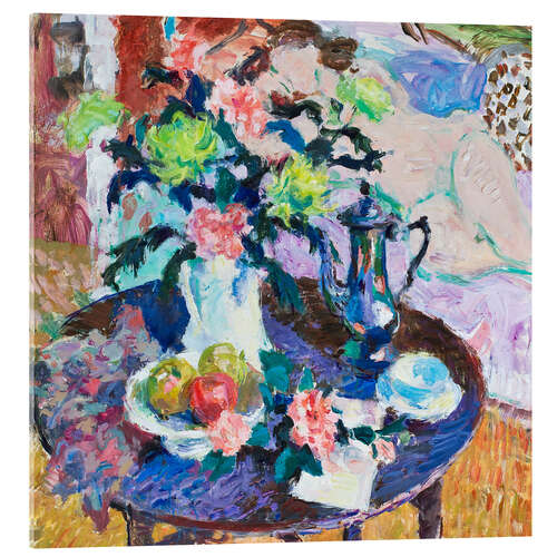 Cuadro de metacrilato Still Life with Chrysanthemums, Roses and Coffee Pot III