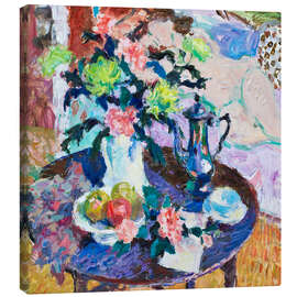 Canvas print Still Life with Chrysanthemums, Roses and Coffee Pot III - Hugo Grenville