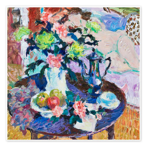 Poster Still Life with Chrysanthemums, Roses and Coffee Pot III
