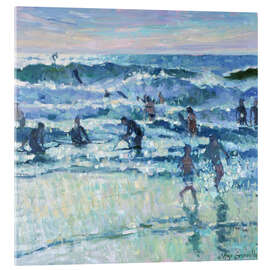 Akrylbilde Surfing at Polzeath in the evening light - Hugo Grenville