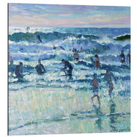 Alubild Surfen bei Polzeath beim Abendlicht