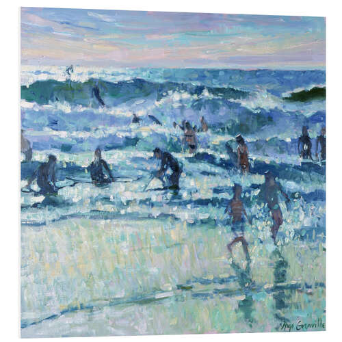 Cuadro de PVC Surfing at Polzeath in the evening light