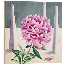 Holzbild Pfingstrose und Stillleben