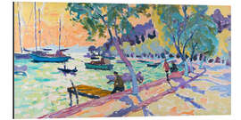 Alubild Boote bei Einbruch der Dämmerung