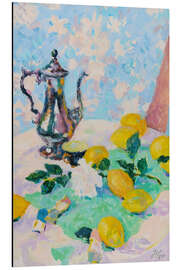 Aluminium print Still Life With Lemons, Coffee Pot and White Rose - Hugo Grenville