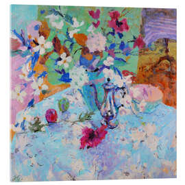 Acrylglasbild Stillleben mit Krug von Mohnblumen und Lilien - Hugo Grenville