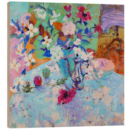 Cuadro de madera Still Life with Jug of Poppies and Lillies