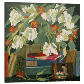 Quadro em plexi-alumínio Tulips, Books and Postcards - Jennifer Abbott