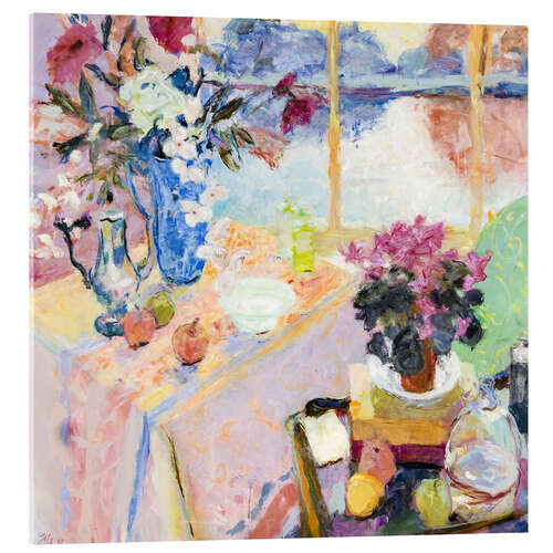 Acrylglas print Still Life With Flowers, Coffee Pot and Evening Light