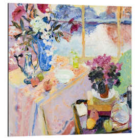 Alubild Stillleben mit Blumen, Kaffeekanne und Abendlicht - Hugo Grenville