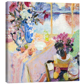 Canvas print Still Life With Flowers, Coffee Pot and Evening Light - Hugo Grenville