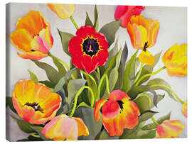 Lienzo Orangefarbene und rote Tulpen - Christopher Ryland