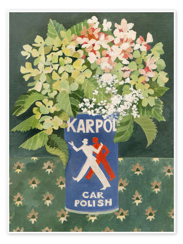 Poster Hydrangeas in Old Car Polish Can