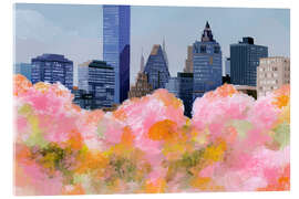 Akryylilasitaulu New York and cherry blossoms