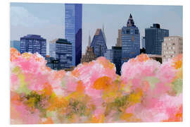 Hartschaumbild New York und Kirschblüten