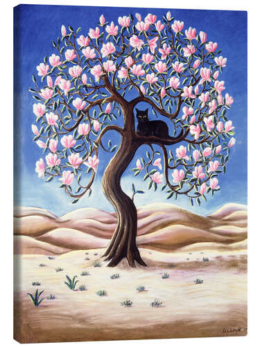 Lærredsbillede Black Cat in a Magnolia Tree