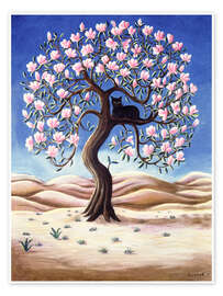 Poster Black Cat in a Magnolia Tree - Liz Wright