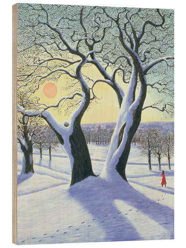 Wood print Divided tree in the snow