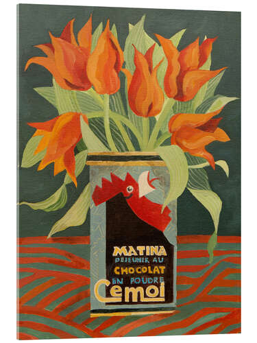 Cuadro de metacrilato Red tulips in an old coffee tin