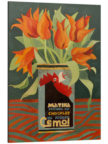 Quadro em alumínio Red tulips in an old coffee tin