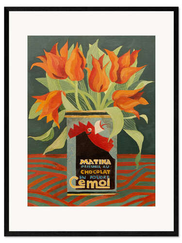 Kunsttryk i ramme Red tulips in an old coffee tin
