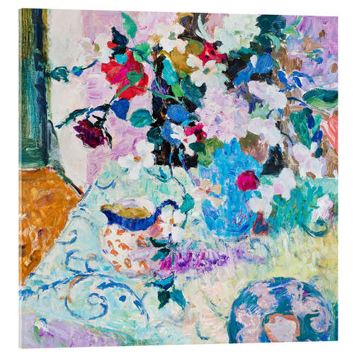 Akryylilasitaulu Still life in blue and pink