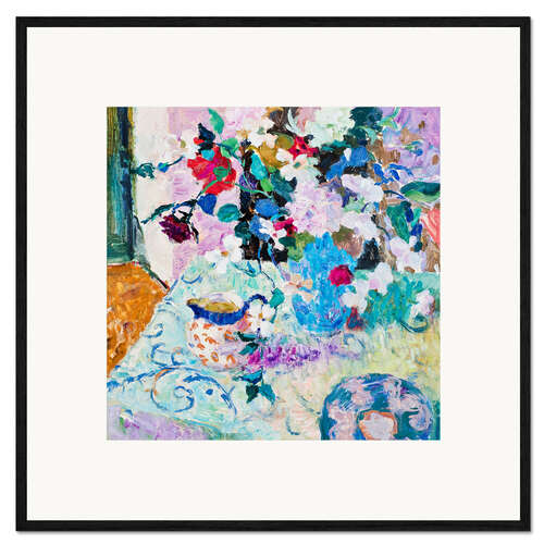 Framed art print Still life in blue and pink