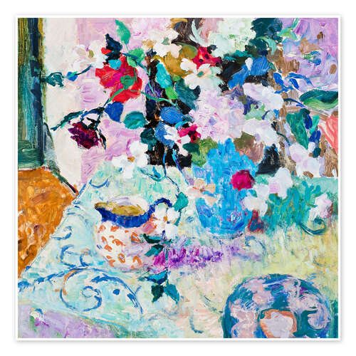 Poster Still life in blue and pink
