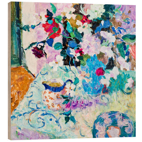 Obraz na drewnie Still life in blue and pink