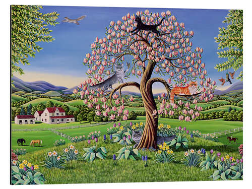 Aluminium print Cats in a magnolia tree