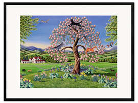 Framed art print Cats in a magnolia tree
