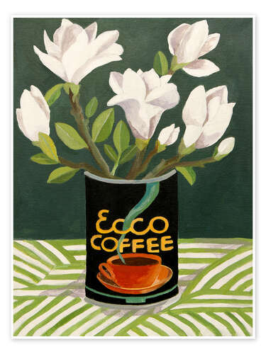 Poster Weiße Magnolie in alter Kaffeedose
