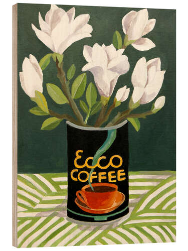 Obraz na drewnie White Magnolia in Old Coffee Can