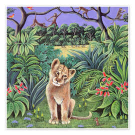 Reprodução Lion cub and mouse - Liz Wright