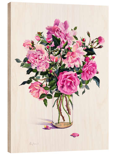 Holzbild Rosen im Glas