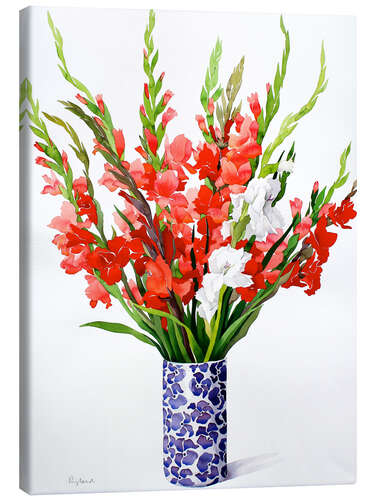 Canvas print Red and white gladiolus