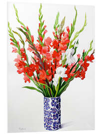 Hartschaumbild Rote und weiße Gladioli