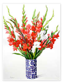 Wall print Red and white gladiolus - Christopher Ryland