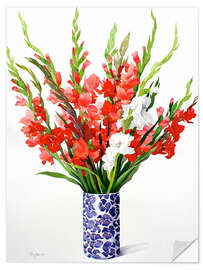 Wandsticker Rote und weiße Gladioli