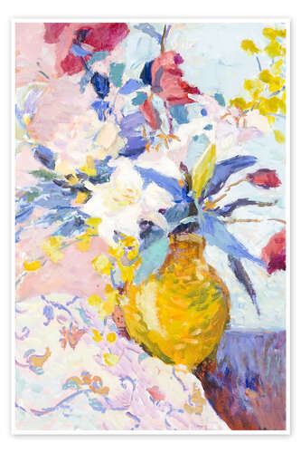 Poster Still life with lilies and yellow vase