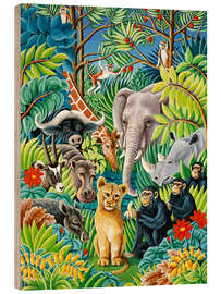 Wood print Jungle Party - Liz Wright