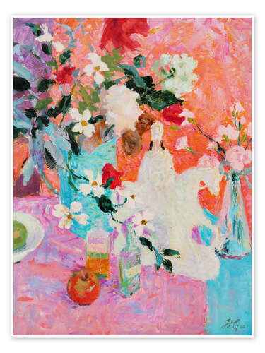 Poster Blue, Violet and Pink: Still Life with Anemone Flowers