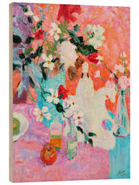 Holzbild Blau, Violett und Rosa: Stillleben mit Anenomen - Hugo Grenville