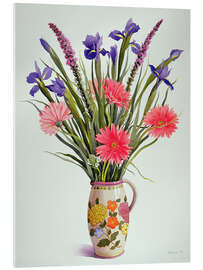 Acrylglasbild Iris und Gerbera in einem holländischen Krug