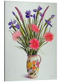 Alubild Iris und Gerbera in einem holländischen Krug